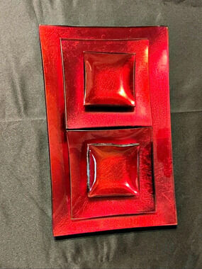 Glass Red, Gold & Black Sushi Set